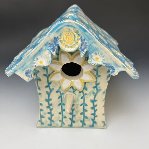 Handmade Porcelain Bird House - Decorative Use - Hand Painted