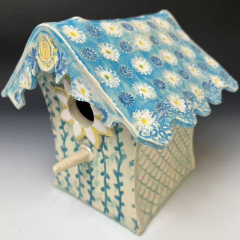 Handmade Porcelain Bird House - Decorative Use - Hand Painted