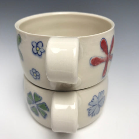 Eccolo Daisies Ceramic Coffee Mug, White and Blue Floral Handpainted  Stoneware Tea Cup with Handles …See more Eccolo Daisies Ceramic Coffee Mug,  White