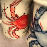 Pair  of Crabby Crab English Porcelain Mugs - Made to Order