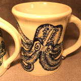 Pair  of Octopi English Porcelain Mugs - Made to Order